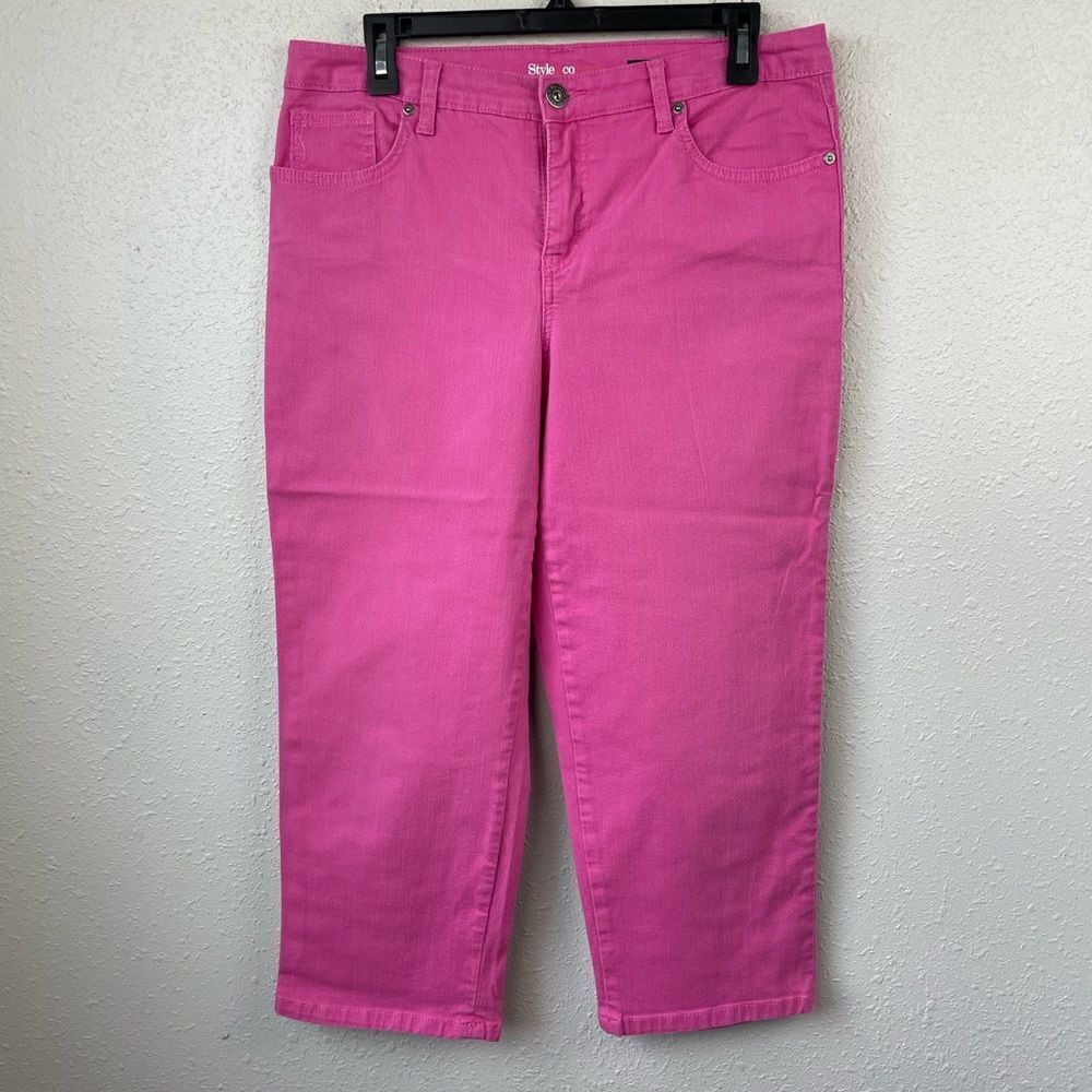 Style & Co. Pink Stretch Denim Capri Pants Size 10 EUC